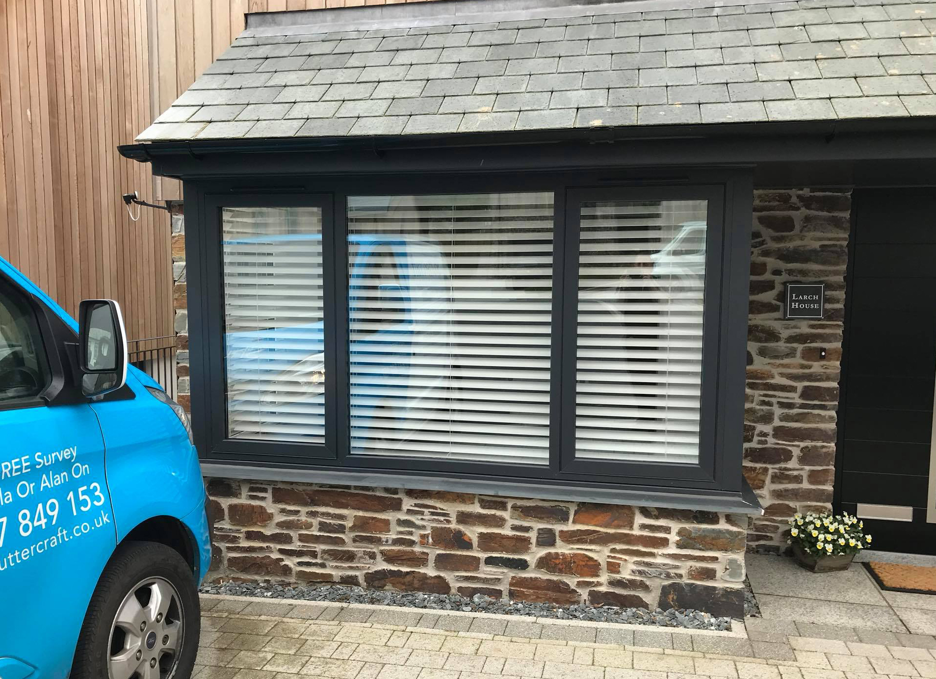 Wooden Venetian Blinds in Bay Window