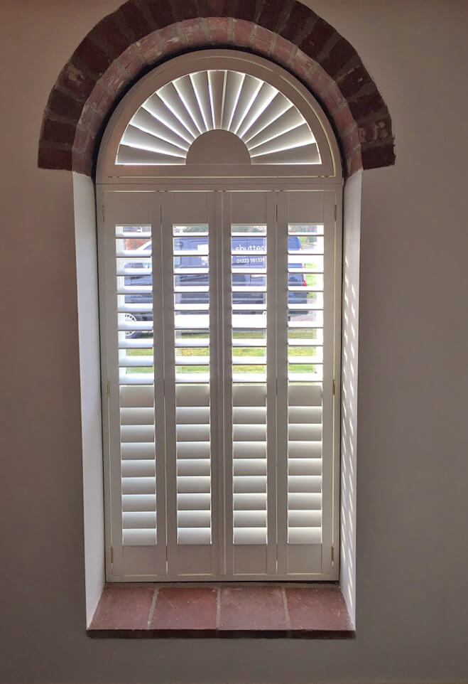 White Arched Special Shape Shutters Cambridge