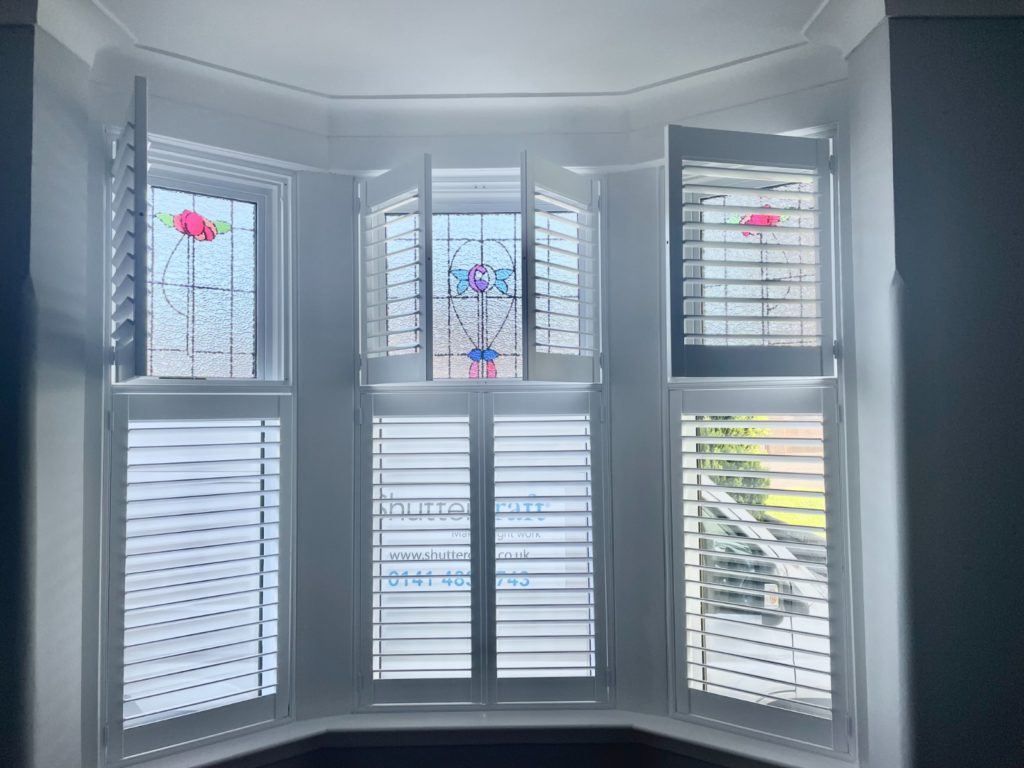 Stylish White Bay Window Shutters