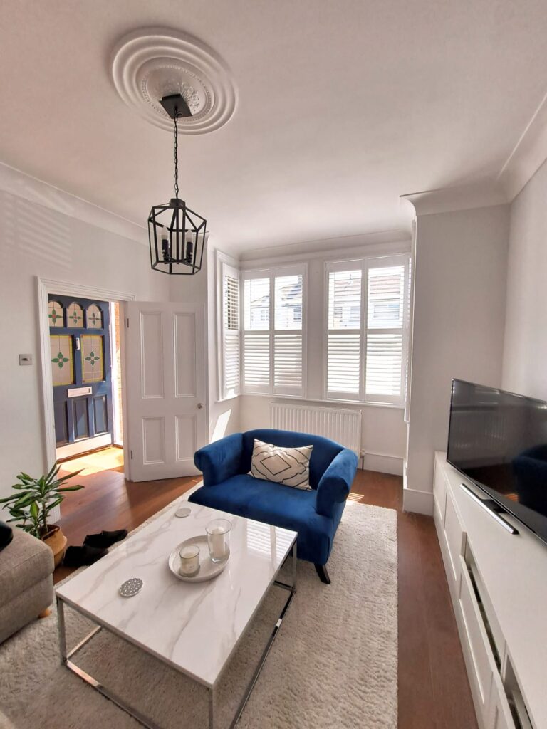 Living room shutters near Bedford