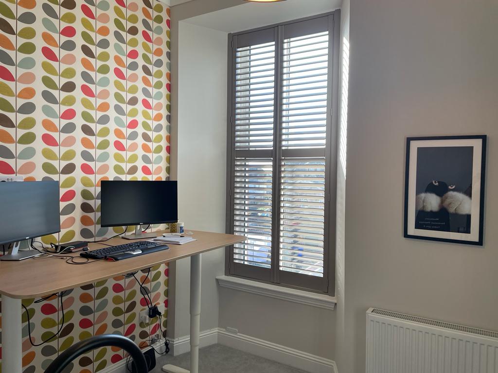 Shuttercraft Glasgow Full Height Window Shutters Stone Grey