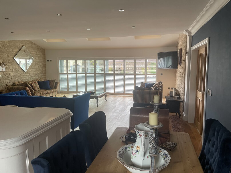 White Track Shutters for patio doors in Doncaster