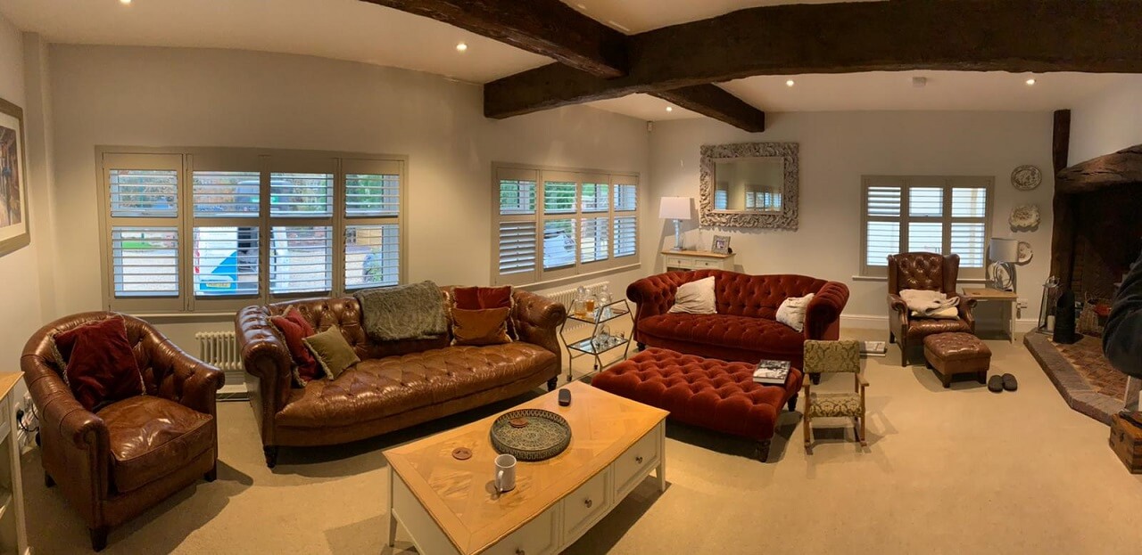Wide angle full room plantation shutters Lichfield