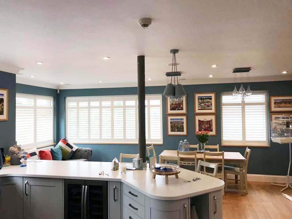 wooden shutter blinds in kitchen dinner