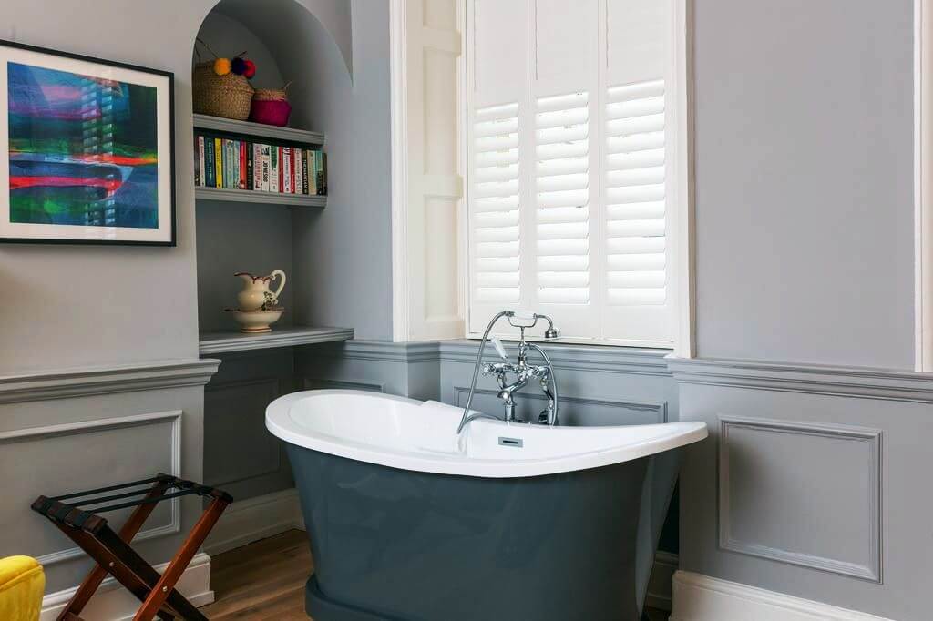 window shutters in a bathroom