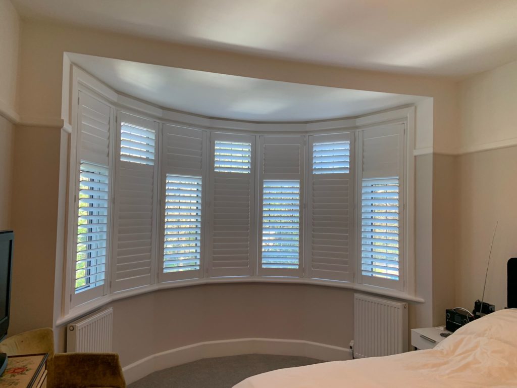 Bay Window Shutters in Bedroom Crewkerne