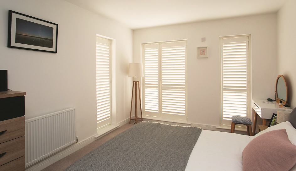 Bedroom White Wooden Window Shutters in Bath Somerset