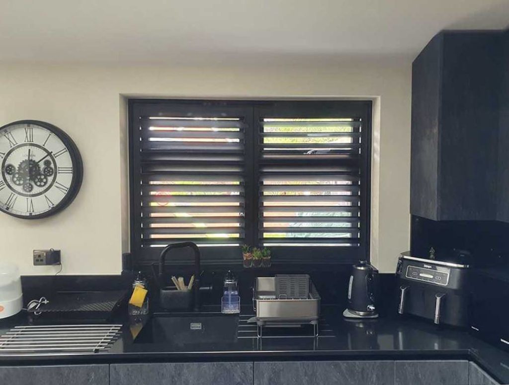 kitchen black shutters