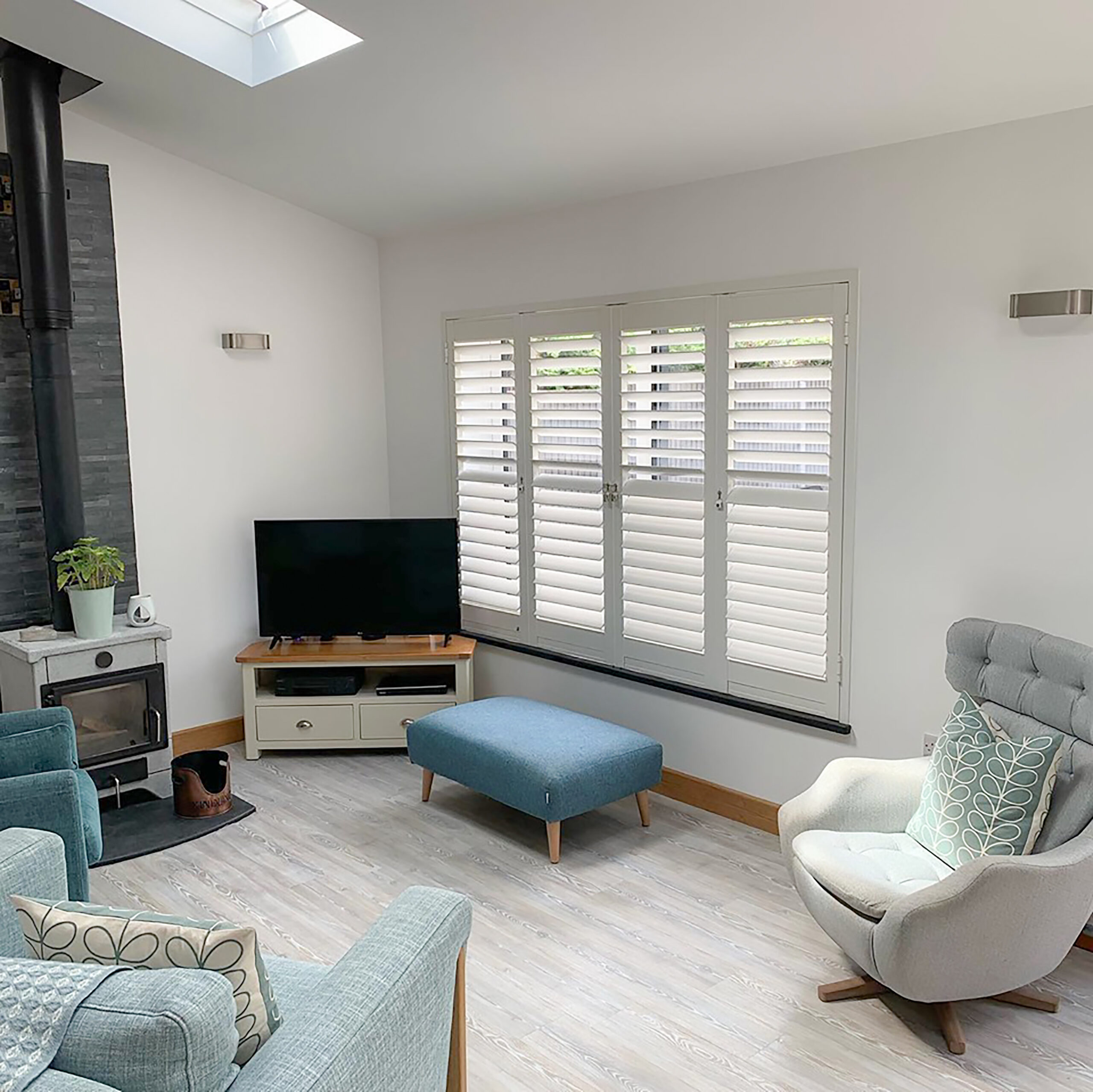 Portchester Full Height White Living Room Shutters