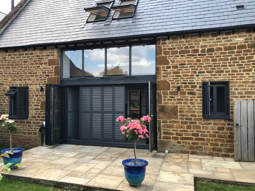 External Grey and Black Shutters Full Height