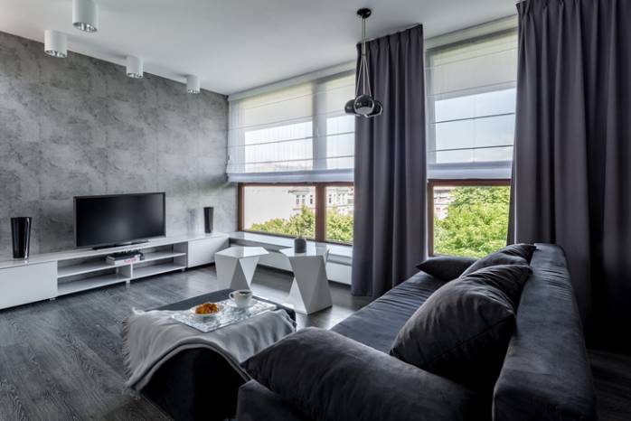 blinds with curtains in window