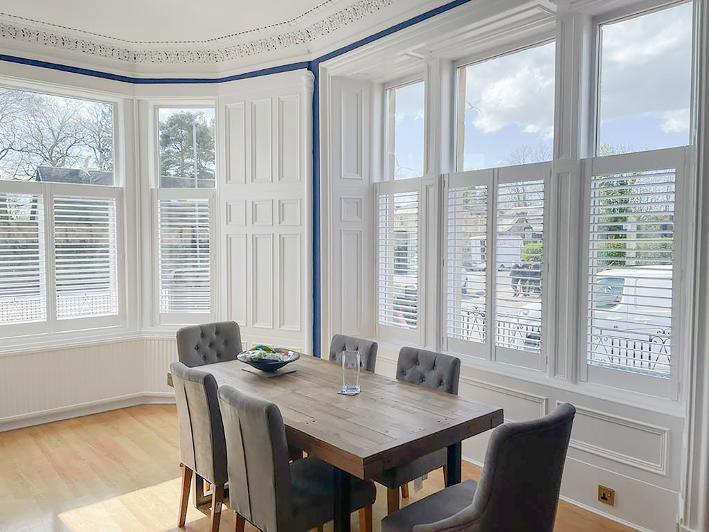 dining room white shutters