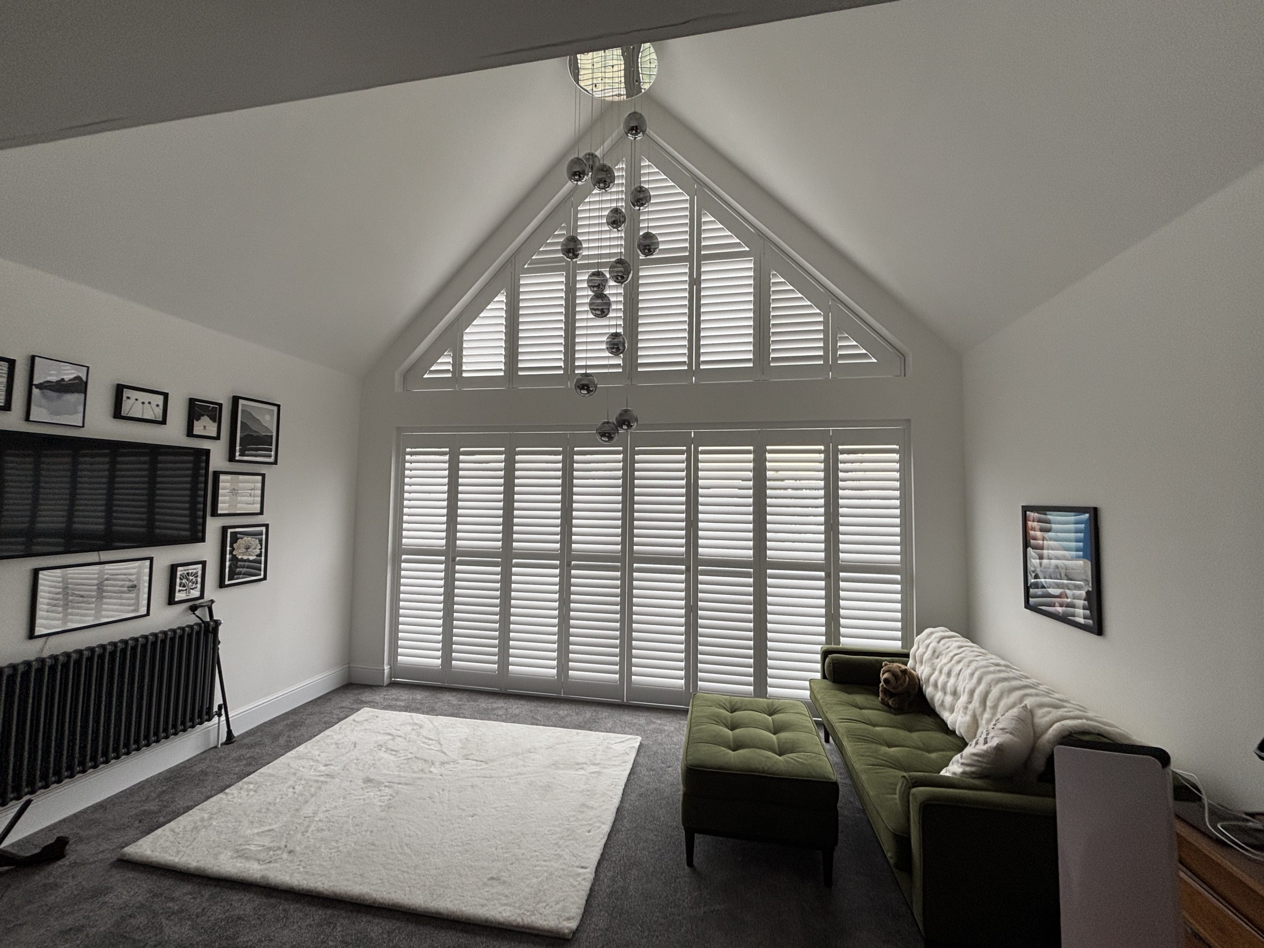 Special shape triangle large window shutters, ideal for large windows that require good insulation