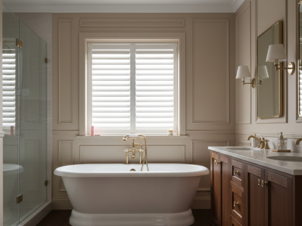 Full Height Bathroom White Shutters