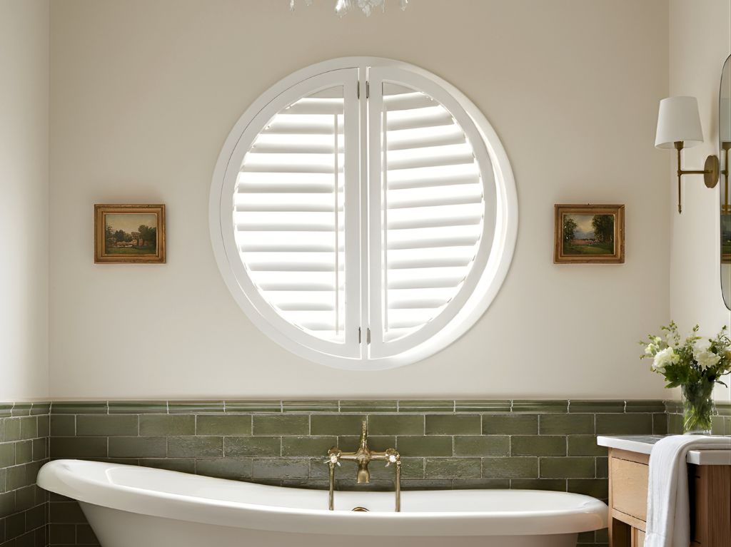 Circle White Bathroom Shutters