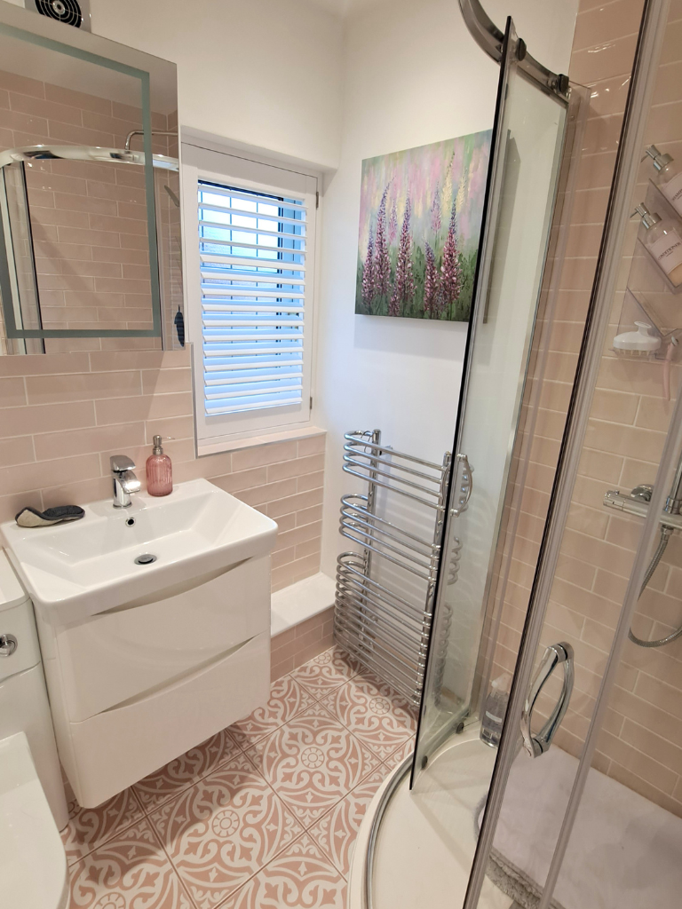 Full Height White Bathroom Shutters