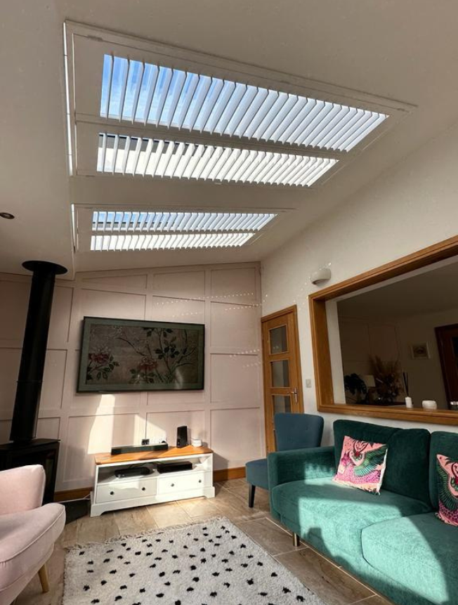 White Sky Light Living Room Shutters