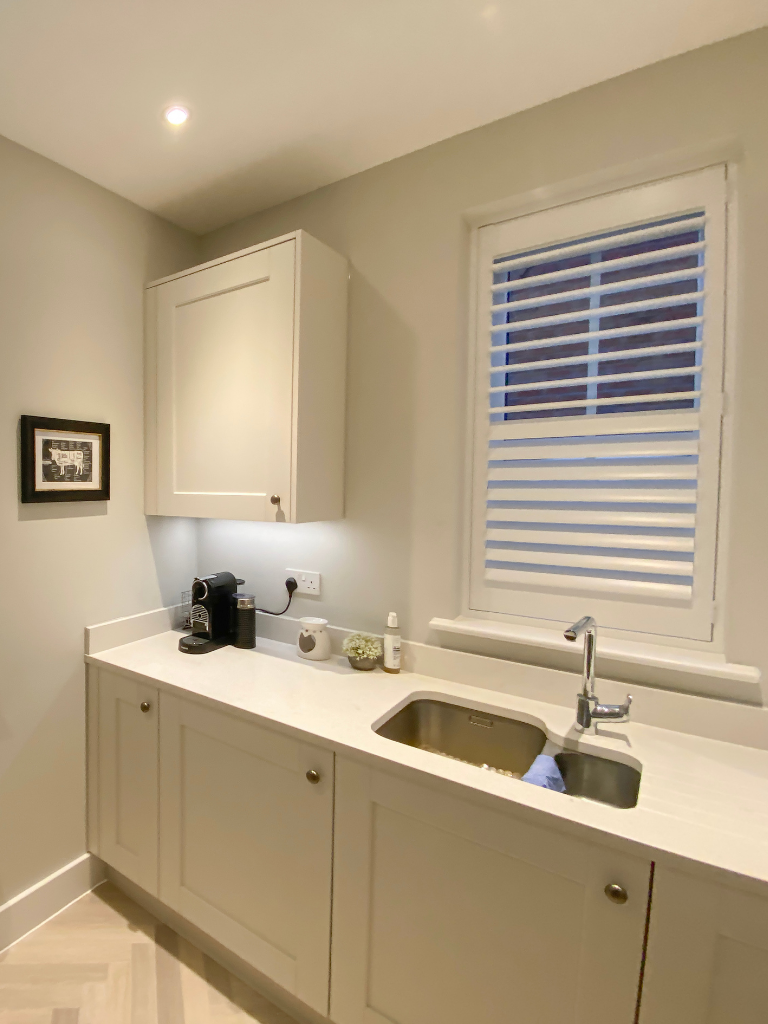 Full Height White Kitchen Shutters