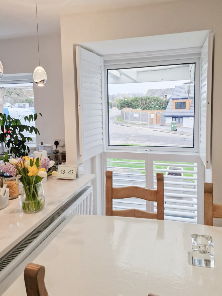 Tier-on-Tier White Kitchen Shutters