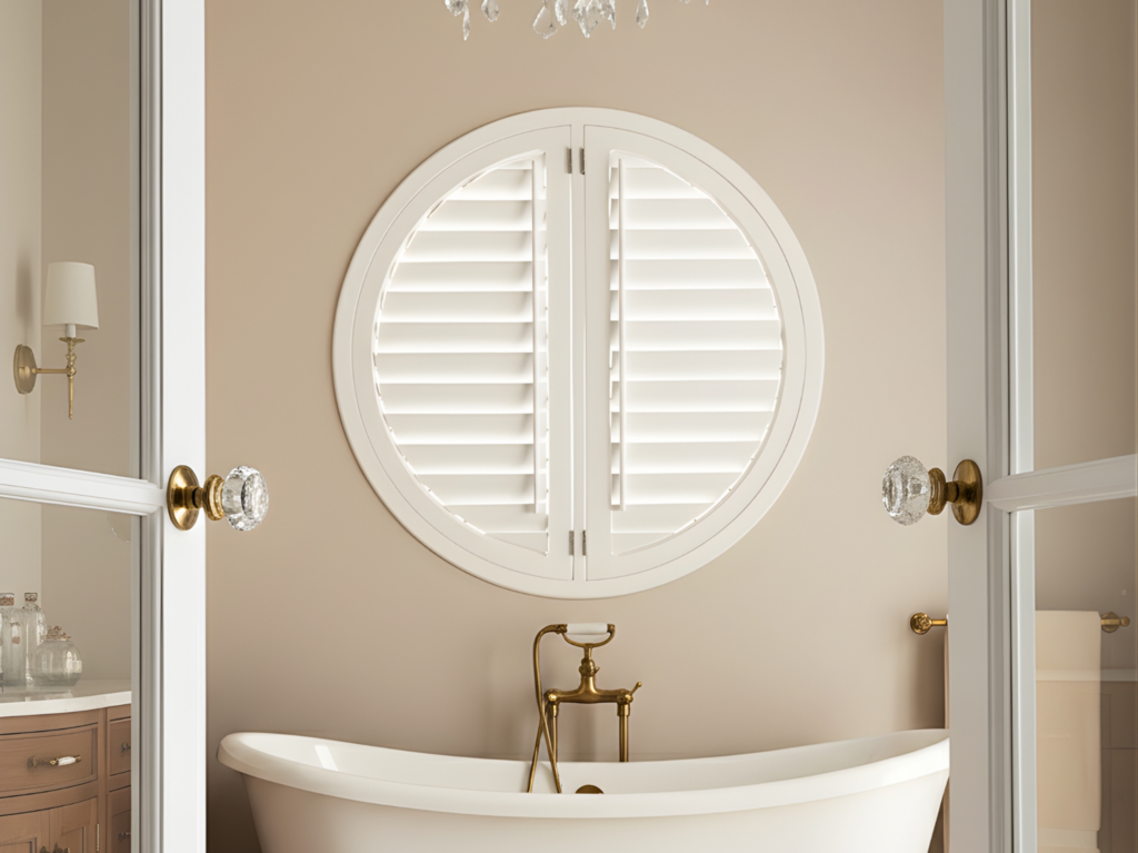 cricle white bathroom shutter