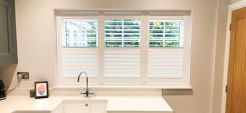 White Full Height Kitchen Shutters
