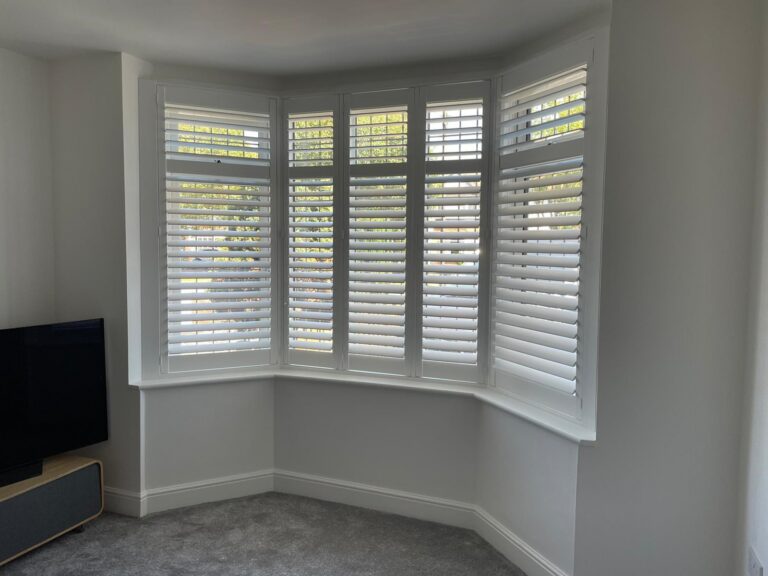 White Shuttercraft Bay Window Living Room