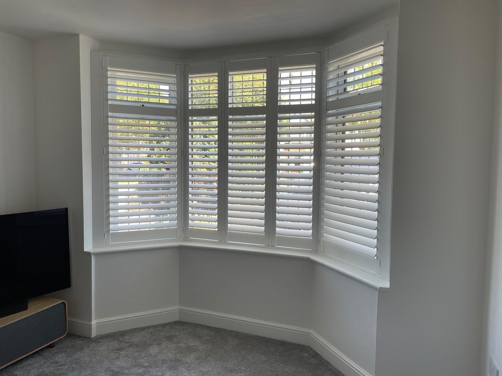 White Shuttercraft Bay Window Living Room